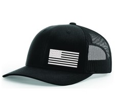 US Flag American Flag EMBROIDERED Richardson 112 Trucker Hat Black BRAND NEW