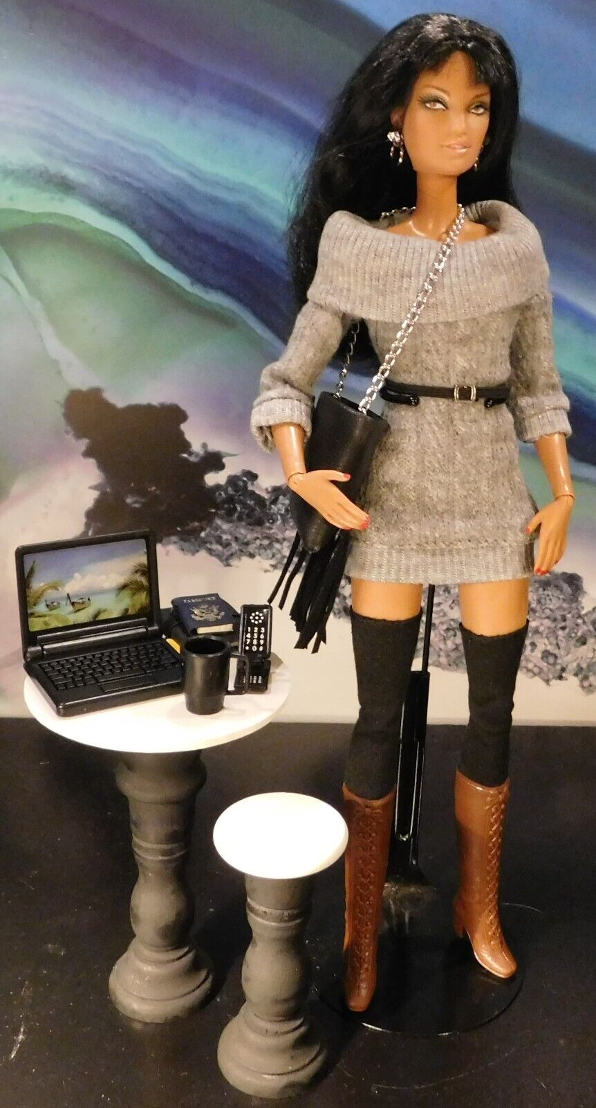 Mattel Barbie Top Model TERESA Custom Made to Move Sweater dress Doll