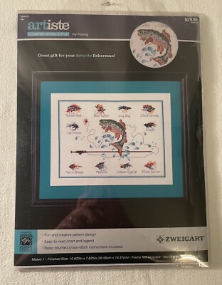 Zweigart Artiste Counted Cross Stitch FLY FISHING Kit