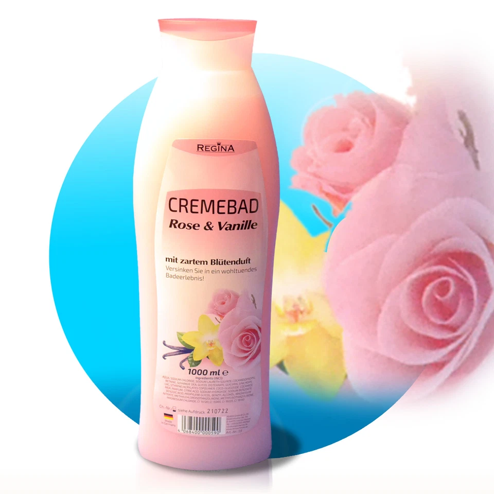 1 Liter Cremebad Pflegebad Badezusatz Regina Schaumbad Rose & Vanille Aroma Bad