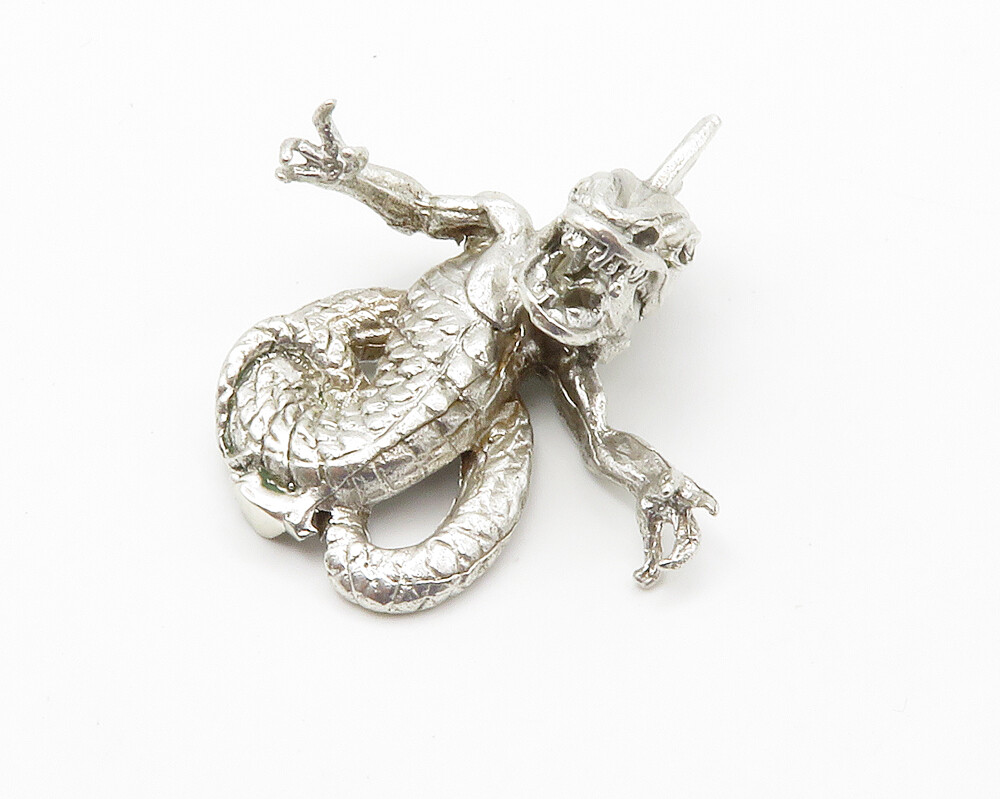 Boîte à Bijoux Vintage Dragon Gravé - Argent 925 - Pièce Unique Années 1935-1950