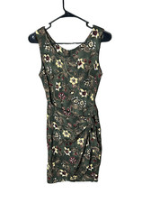 Vintage Tickets 90s Green Floral Print Wrap Dress Size 5/6
