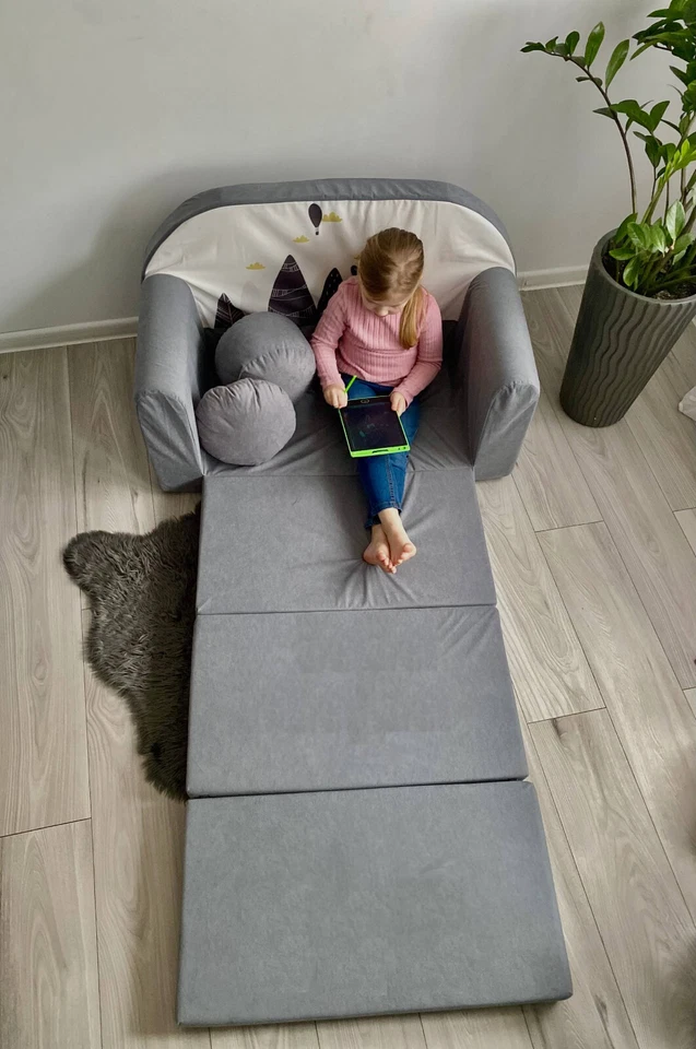 Spielsofa Mini Kindersofa mit Bettfunktion Schlafsofa Couch Faltbar Kinder 3in1 - Bild 3 von 4