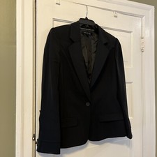 ANNE KLEIN Black Lined Single Button Blazer Career Womens size 8 Cool Sleeves