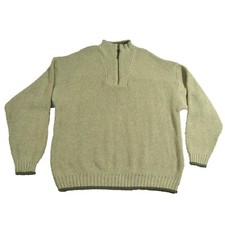 Eddie Bauer Mens Sweater Size XL Brown Long Sleeve 1/4 Zip Mock Neck Knit Heavy