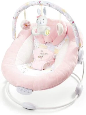 LADIDA Pink Baby Bouncer Padded Seat, Music & Vibration Flower Bunny Design 76