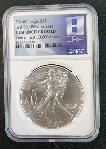 2024(P) First Star Privy $1 - 1oz Silver Eagle Uncirculated Coin 1 Of First 5000