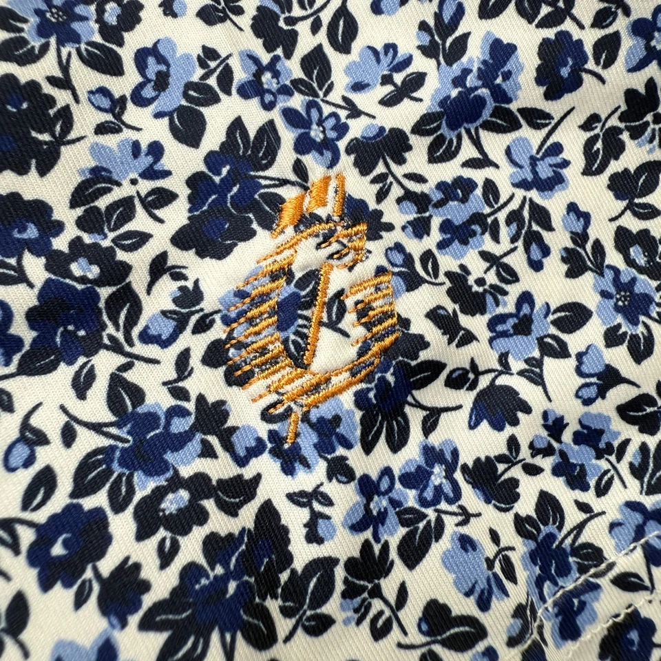 Мужская рубашка-поло RLX Ralph Lauren размер XL сине-белая с цветочным рисунком эластичная для гольфа - Изображение 4 из 4