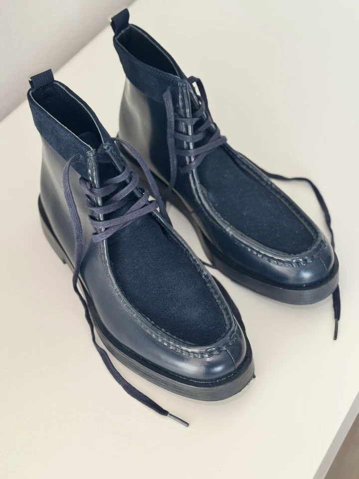 Calvin Klein “RAFI” Caja Azul Cuero/Gamuza Botas Hombre Talla 9.5 Foto 3 de 4