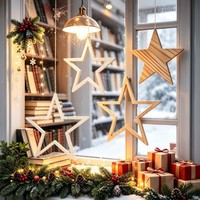 Weihnachtsdeko Holz Stern 30Cm 4 StüCk Zum AufhäNgen Innen Deko Weihnachten