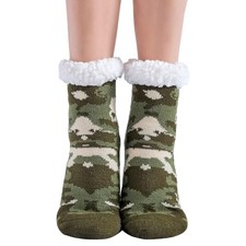 Kids Fluffy Socks Boy Girl Camouflage Soft Thicken 5-8 Years Green Camouflage