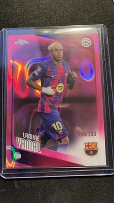 Lamine Yamal 2025-26 Topps Chrome UEFA Pink Refractor #10 Serial 199/250