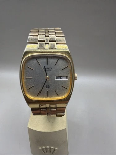 Vintage Seiko 7813 5009 men watch Day Date Gold Filled Case New Battery