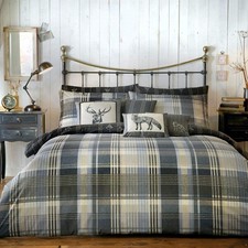 Image of Dreams & Drapes Connolly Check-Brushed Cotton Duvet Cover Set, Charcoal, King