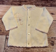Vintage Cream Cardigan Sweater Girl  s 9-12 Months Hand Loomed Lightweight