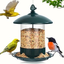 Metal Bird Feeder Hanging Outdoor Weather Resistant 360  Tray Wild Bird Green