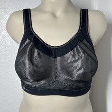 Anita Active Sports Bra Womens 42A Non Wired Black Silver Bra Athletic