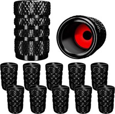 12 Pack Aluminum Tire Valve Stem Caps Metal With Rubber Black 12 Pack