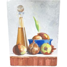 Robert W Moore Oil Painting On Canvas Still Life 9x12 Onions Realism Oregon Art