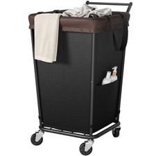 160L Laundry Hamper with Wheels and Handle, 2-Section Rolling Hamper for Laun...