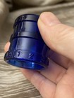Cobalt Blue Mini Jar / Glass Embossed THIS CUP HOLDS A HEAPING DESSERT SPOONFUL — photo 2
