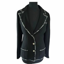 CHANEL 05C "Devil Wears Prada" Blk Fringe Wool Blazer 38|COA