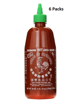 Huy Fong Sriracha Hot Chili Sauce Rooster 28oz (6 Packs) Bulk Case Free Ship
