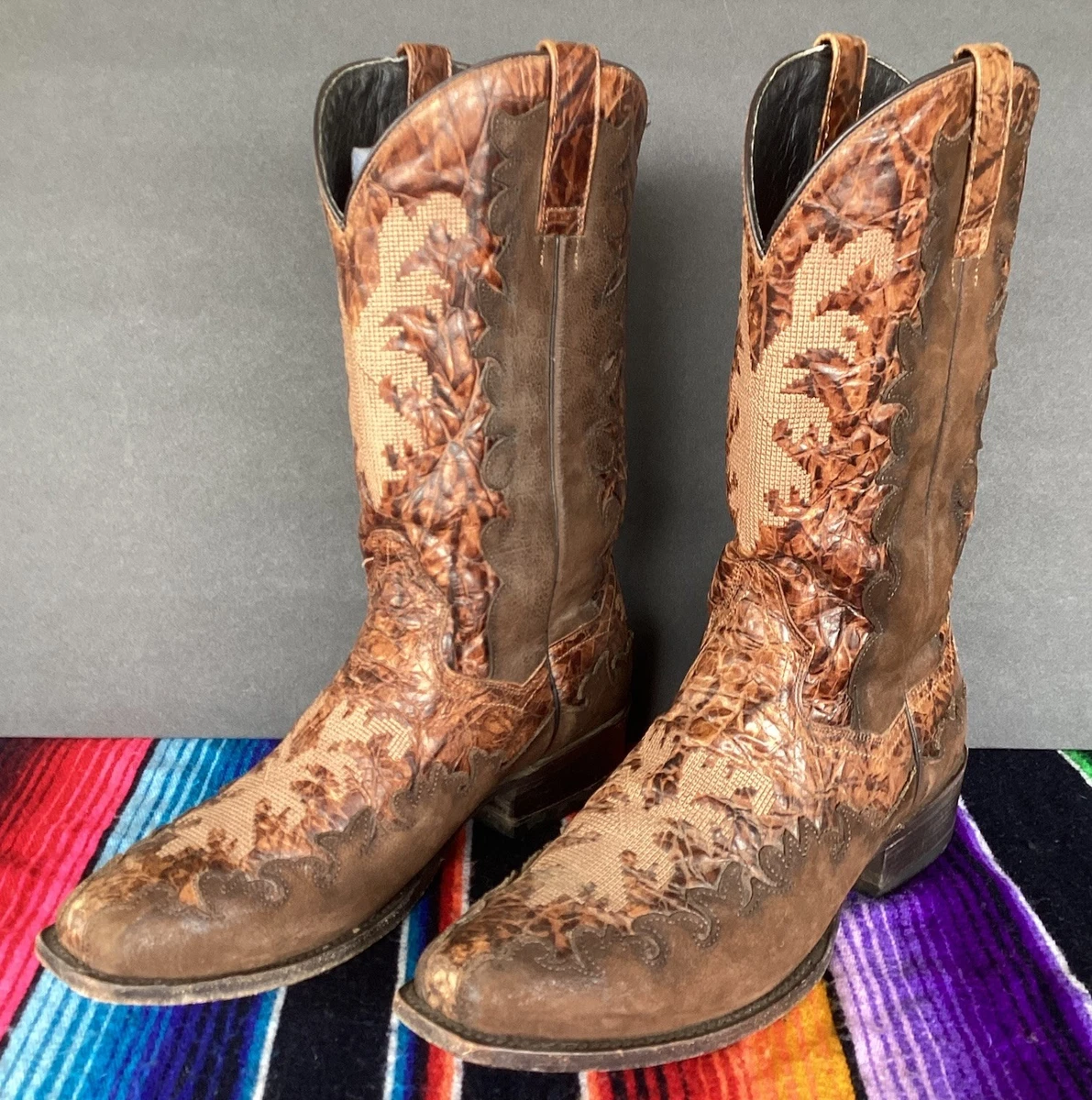 Dan Post DP68526 Bottes Western Homme En Cuir Marron - Tige Mi-Mollet, Bout Amande, Antidérapant - Taille 9.5