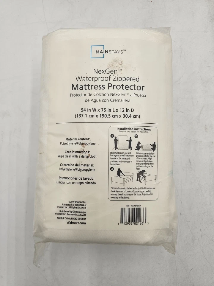 Protector de Colchón Mainstays NexGen Impermeable Antialérgeno con Cremallera, Completo Foto 2 de 2