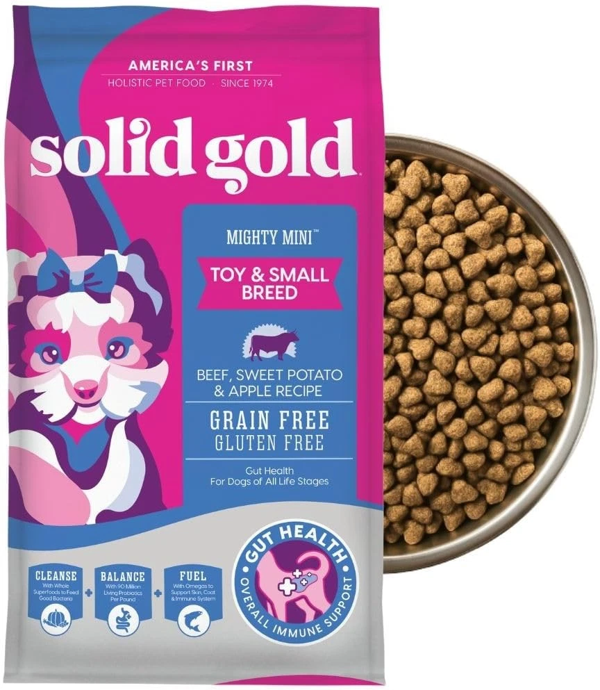 Solid Gold Toy & Small Breed Dry Dog Food Bites – Real Beef, 4 Pound