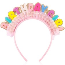 Birthday Girl Headband Princess Crown for Women Girls, Happy Birthday Headband f