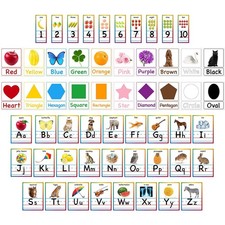 Alphabet Number Posters 56Pcs, Educational Cards for Kindergarten, Multicolor