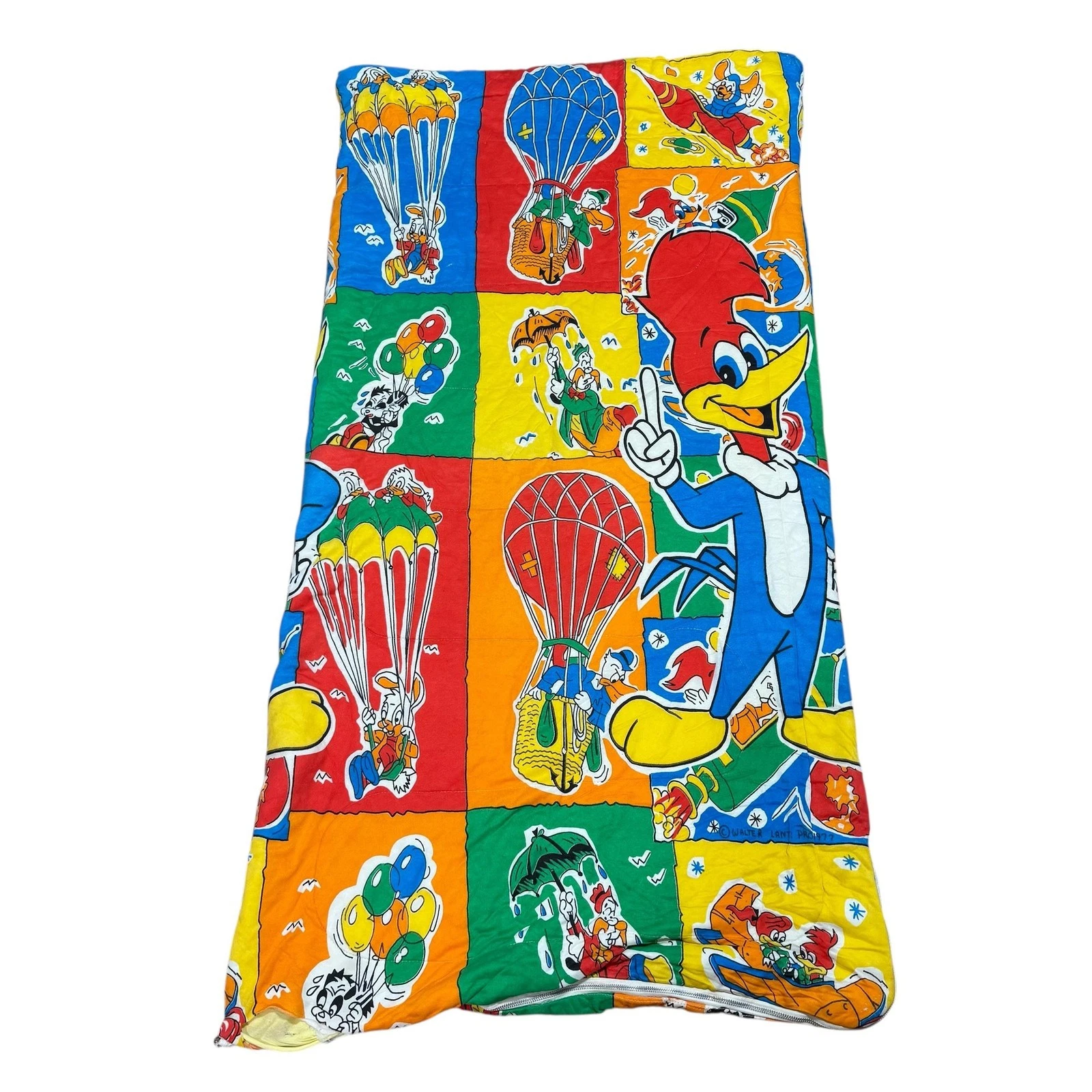 Vintage Walter Lantz Kids Sleeping Bag Small Woody Woodpecker Multicolor 1977