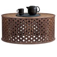 Couchtisch Sofatisch Beistelltisch Mangoholz Holztisch Ø100X45 Cm Braun Tisch