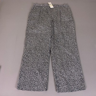 Alfred Dunner Pants 18W Port Antonio Black White Grid Print Geometric New NWT
