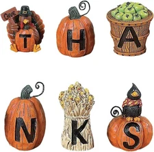 Fun Express Resin Give Thanks Blocks (Set of 6) Fall Home Decor
