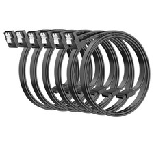 SATA Cable III 7-Pin 90 Degree Right Angle 6Gbps Data Cord Black 18 In 6 Pack