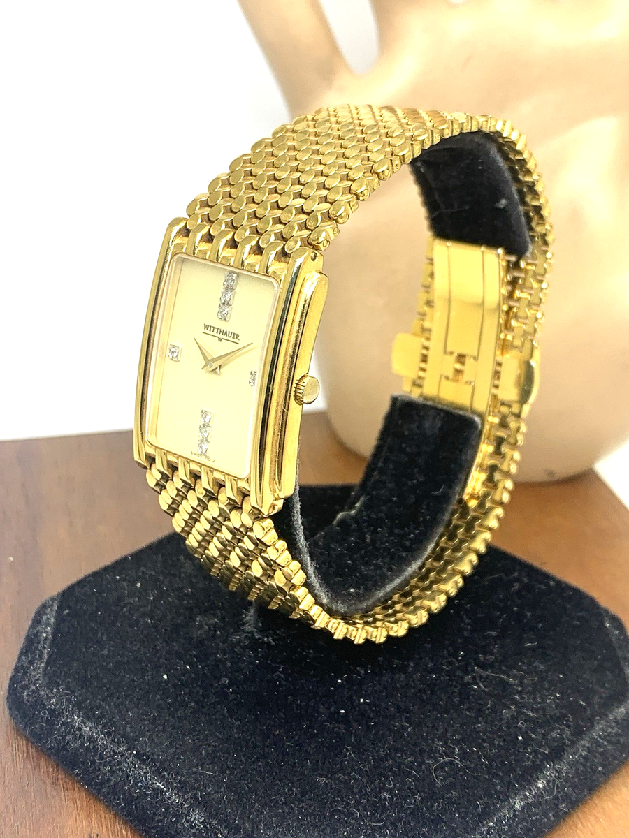 Wittnauer Men's Watch 11D12 Swiss Quartz Diamond Tank Gold Tone