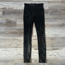 Spanx Faux Leather Leggings Black High Rise Shiny Stretch Moto Chic Small