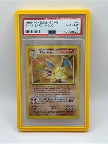 1999 POKEMON BASE SET UNLIMITED #4 CHARIZARD-HOLO PSA 8