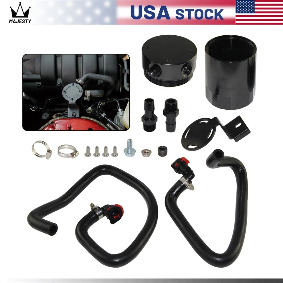 Baffled PCV Side Oil Catch Can Kit For 2015-2022 Ford Mustang 2.3L EcoBoost BK - Image 3 of 4