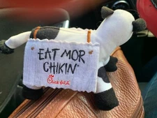 Chick-fil-A Cow Plush Eat Mor Chikin Sign Small Stuffed Animal 5" Ref# 231