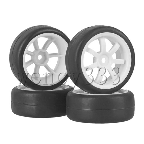4 piezas ruedas de deriva y neumáticos de plástico duro blanco de 7 radios para autos de carreras RC1:10 12 mm - Imagen 3 de 6