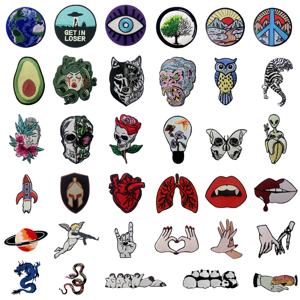 IRON ON PATCHES FASHION EMBROIDERED PATCH transfers Badge Appliques Gifts Unique - Image 2 of 4