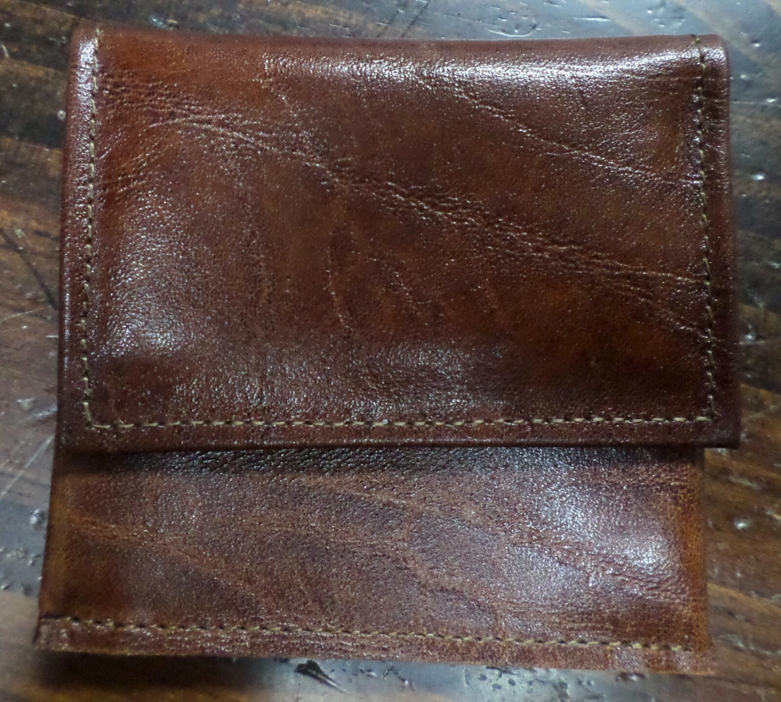 Porte monnaie vintage Christian Dior style accordéon cuir marron porte monnaie