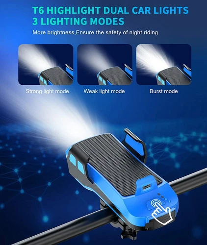 4 in 1 LED Wasserdicht Fahrradlampe Vorne & Fahrrad Licht mit Handyhalterung - Bild 10 von 17