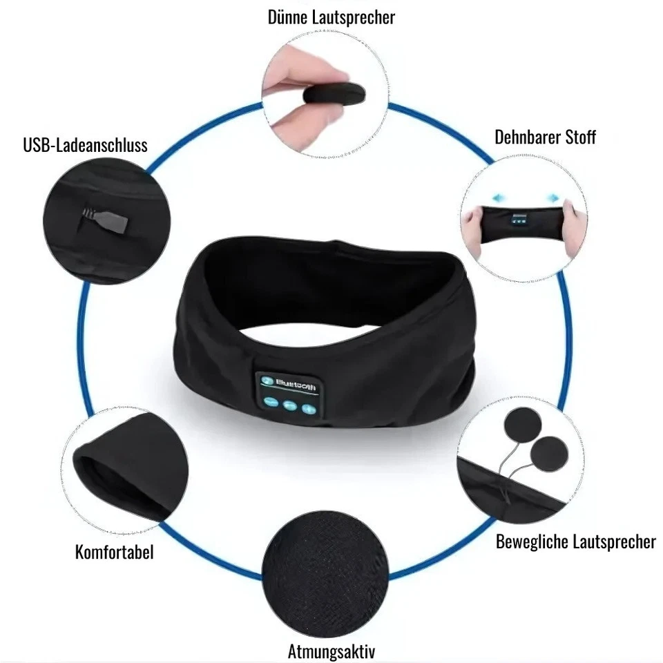 Bluetooth Kopfhörer Stirnband – Musik für Schlafen, Training, Laufen & Yoga - Bild 2 von 4