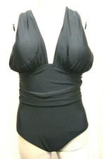 UNBRANDED Black Wirefree Criss-Cross One Piece Swimsuit Size Medium