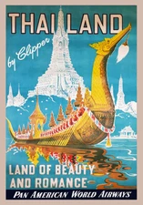 Thailand Pan American World Airways Vintage Travel Poster