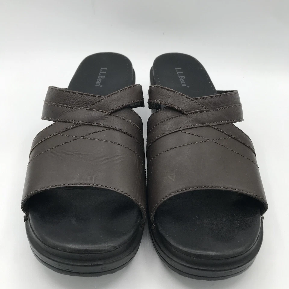 Женские сандалии-шлепанцы L.L.Bean темно-коричневые черные без застежек на танкетке размер США 9 ЕС 40 - Изображение 2 из 4